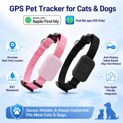 Remote Pet GPS Tracker Waterproof Real-Time Tracking Movement Alert Collar Anti-Lost Dog Cat Global Locator for Apple Find APP photo 1